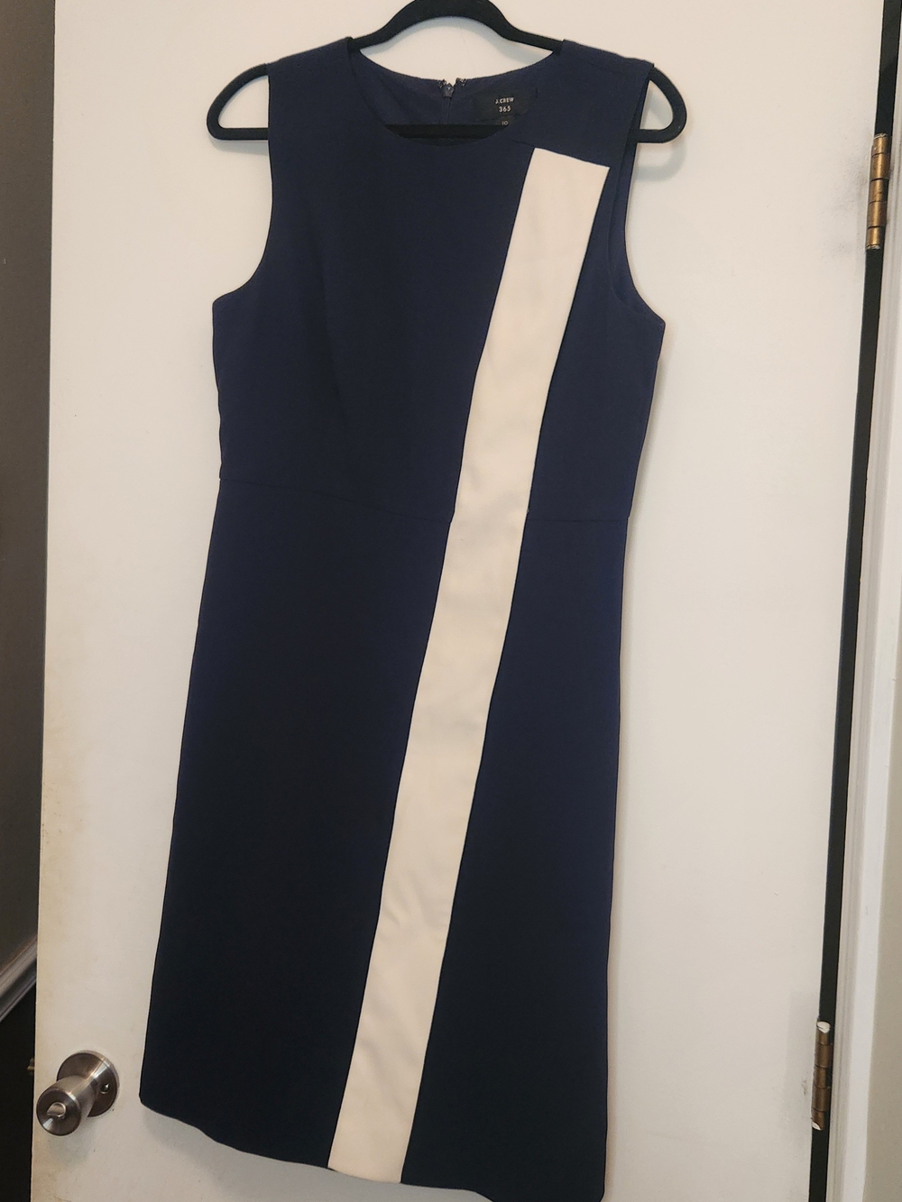 J. Crew Navy Sheath Dress with White Diagonal Panel 10